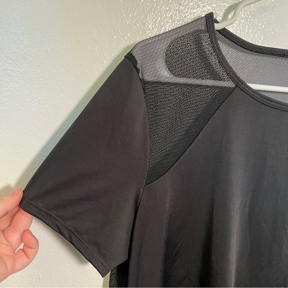 Short Sleeve Blouse Black Mesh Yoke Back - Picture 3 of 8